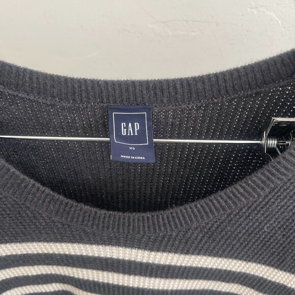 Gap Women's Waffle Knit Sweater - Grey White Striped - Picture 4 of 4